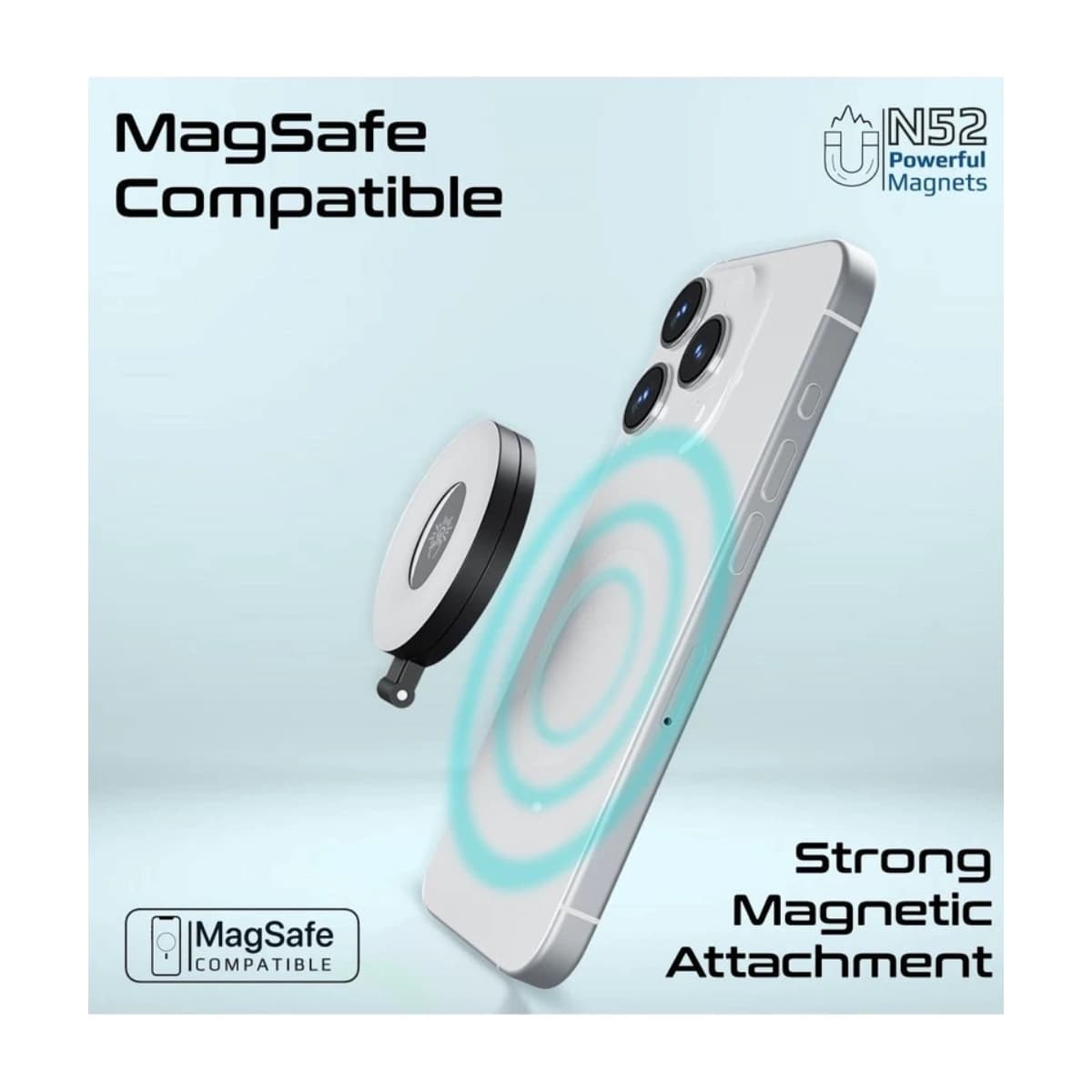 PROMATE Portable LED Light, Adjustable Selfie Light with 300mAh Battery, MagSafe-Compatible Ring Design, 180-Degree Flip Function, Light Intensity Control and Three Lighting Modes, and Included 20cm Charging Cable, MagHalo Black thumbnail 3