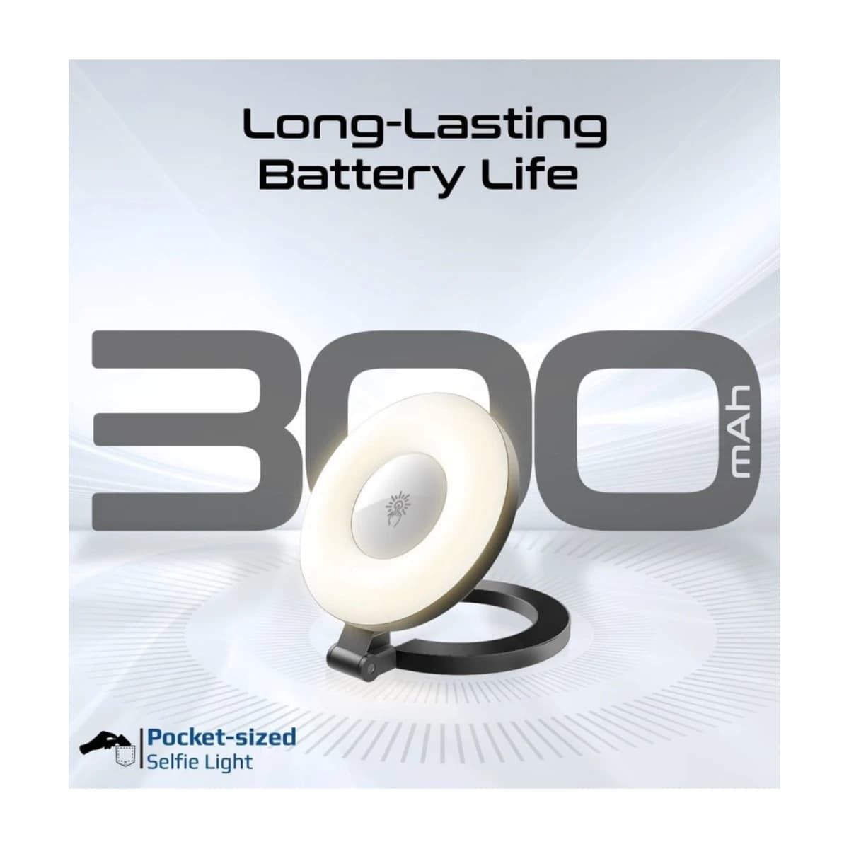 PROMATE Portable LED Light, Adjustable Selfie Light with 300mAh Battery, MagSafe-Compatible Ring Design, 180-Degree Flip Function, Light Intensity Control and Three Lighting Modes, and Included 20cm Charging Cable, MagHalo Black thumbnail 4