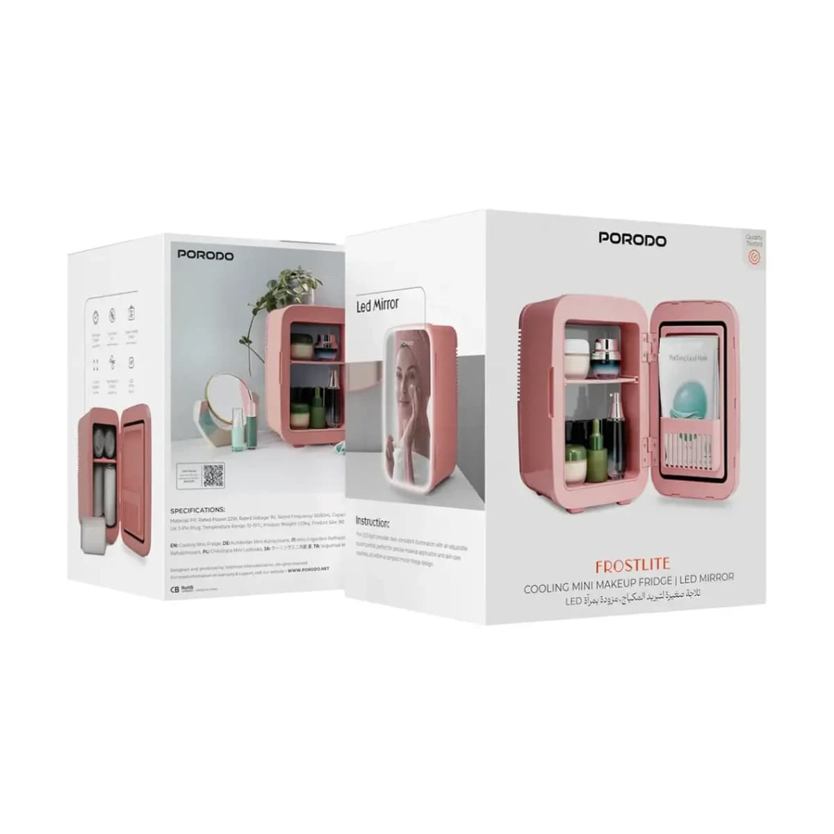 Porodo Frostlite Cooling Mini Makeup Fridge with LED Mirror, 4L, Low-Noise, Portable thumbnail 3