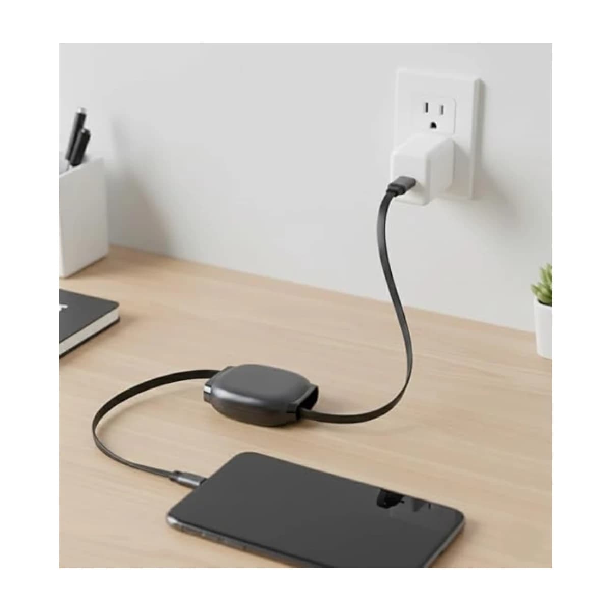 Desert USB-C to USB-C Retractable Cable 240W PD Fast Charging 5A, Nylon Braided Type-C Charger with E-Marker Chip thumbnail 2