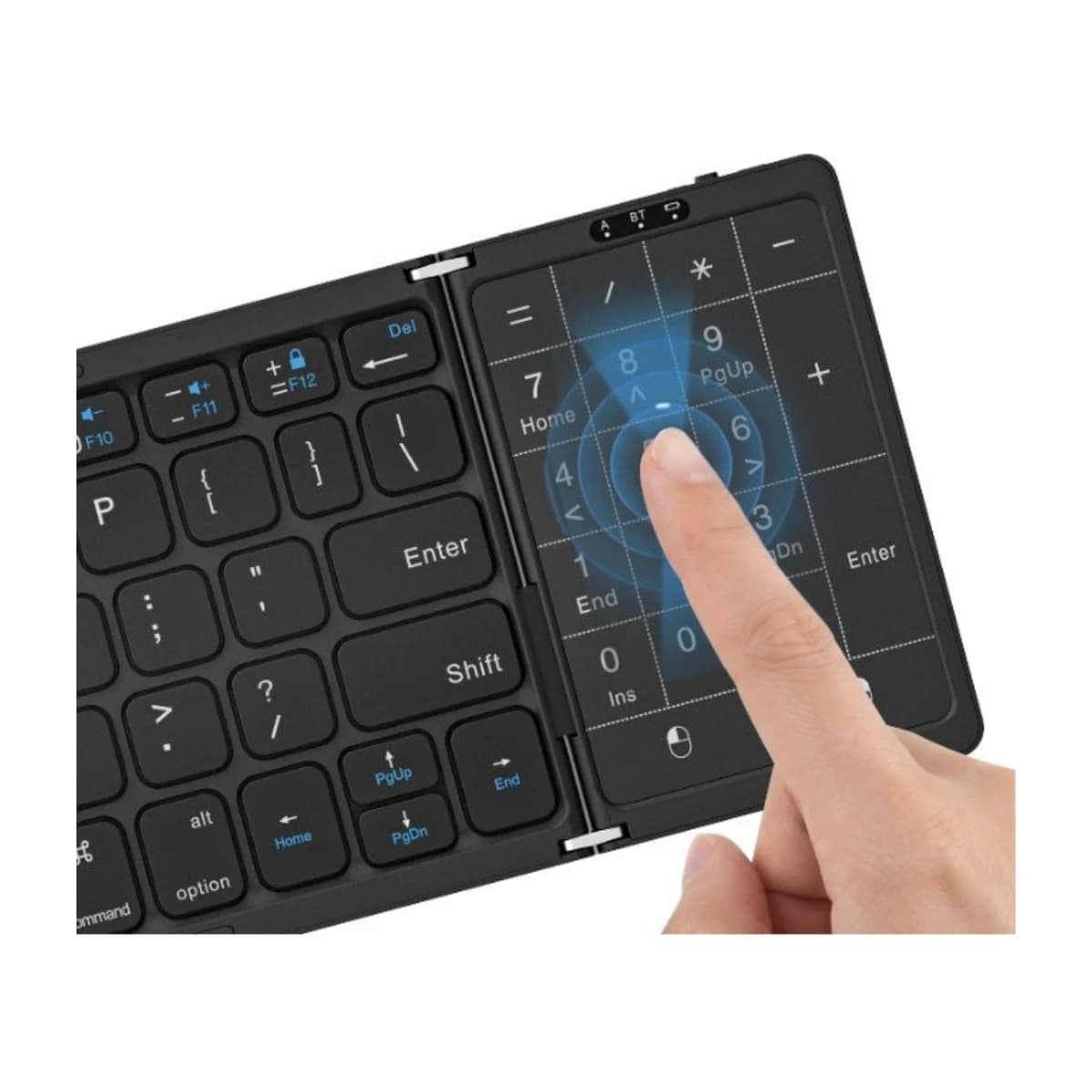 Porodo Minima Slim Folding Keyboard with Touchpad & Numpad - Bluetooth 5.0, Portable, Multi-OS Support - Black thumbnail 2