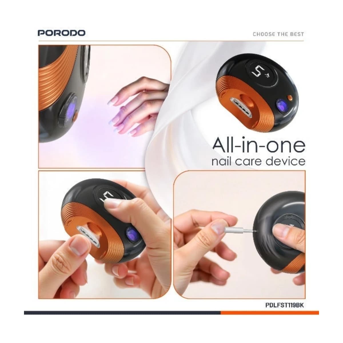 Porodo All-In-One Nail Trimmer Set with UV LED Light thumbnail 4