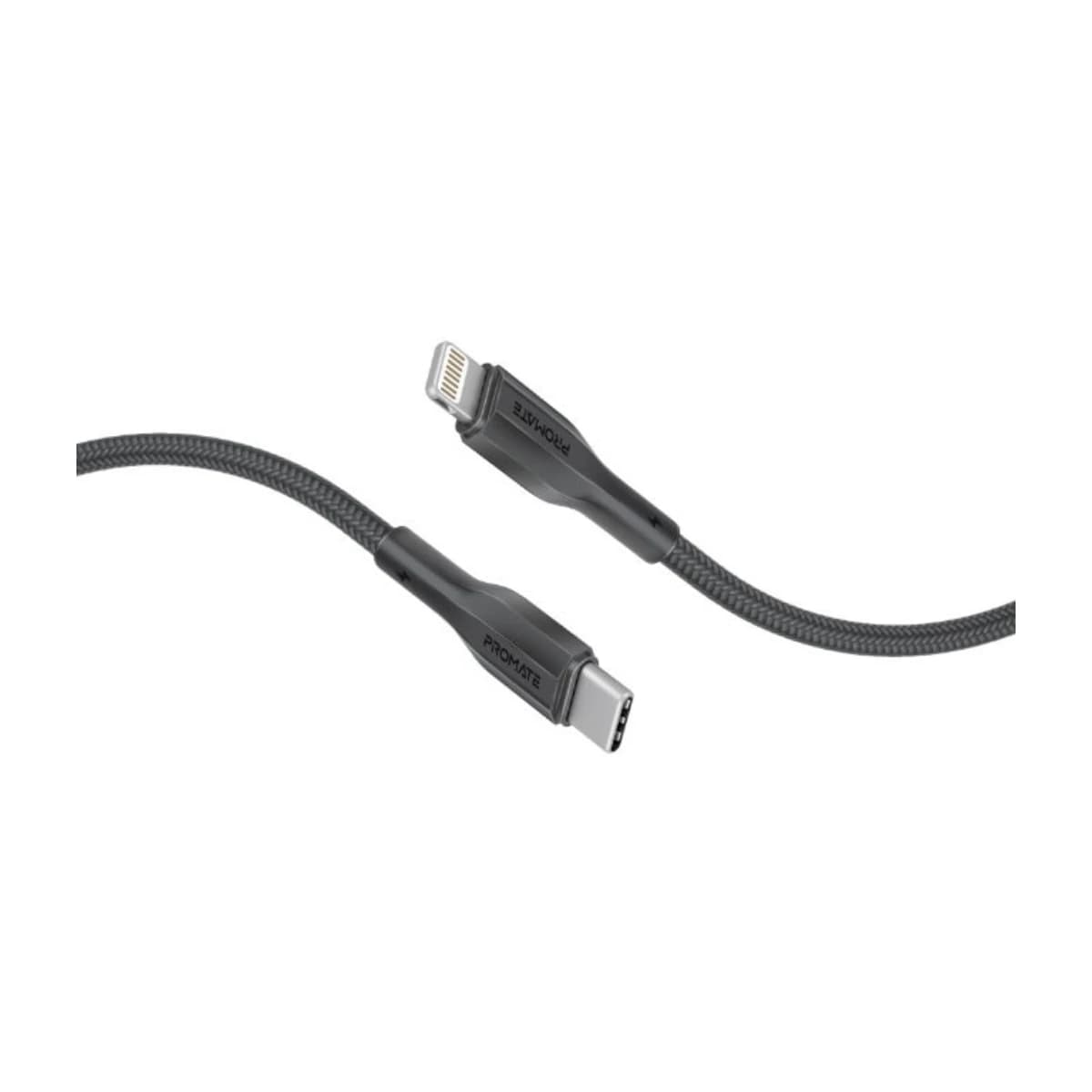 PROMATE XCord-Ci 27W USB-C to Lightning Fast Charging Cable, 1.2M Braided TPE Cable, 480Mbps Data Transfer, Power Delivery, Tangle-Free, Durable Strain Relief Design for iPhone, iPad & AirPods black thumbnail 1