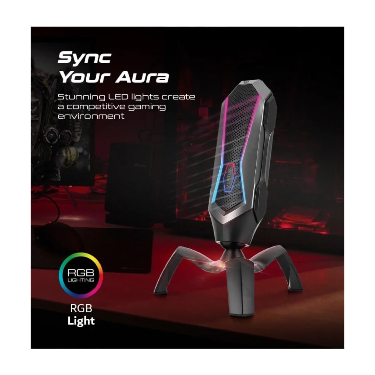 Vertux Marshal USB Gaming Microphone - Black thumbnail 2