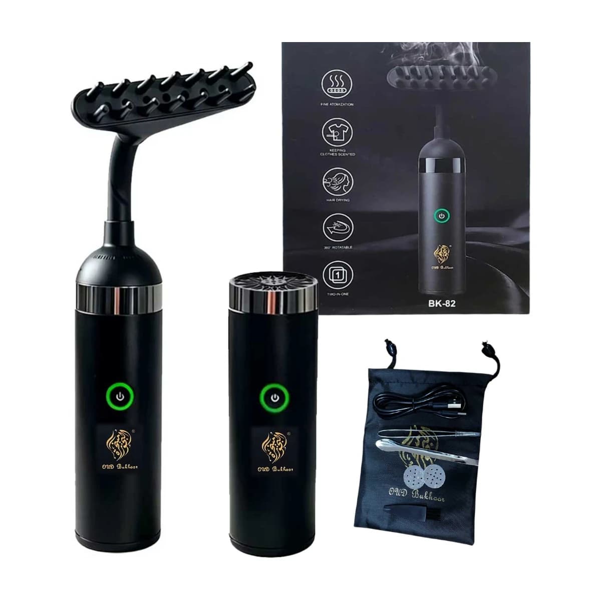 2-in-1 Portable Electronic Oud Burner & Rotating Hair and Clothes Diffuser – BK-82 thumbnail 1