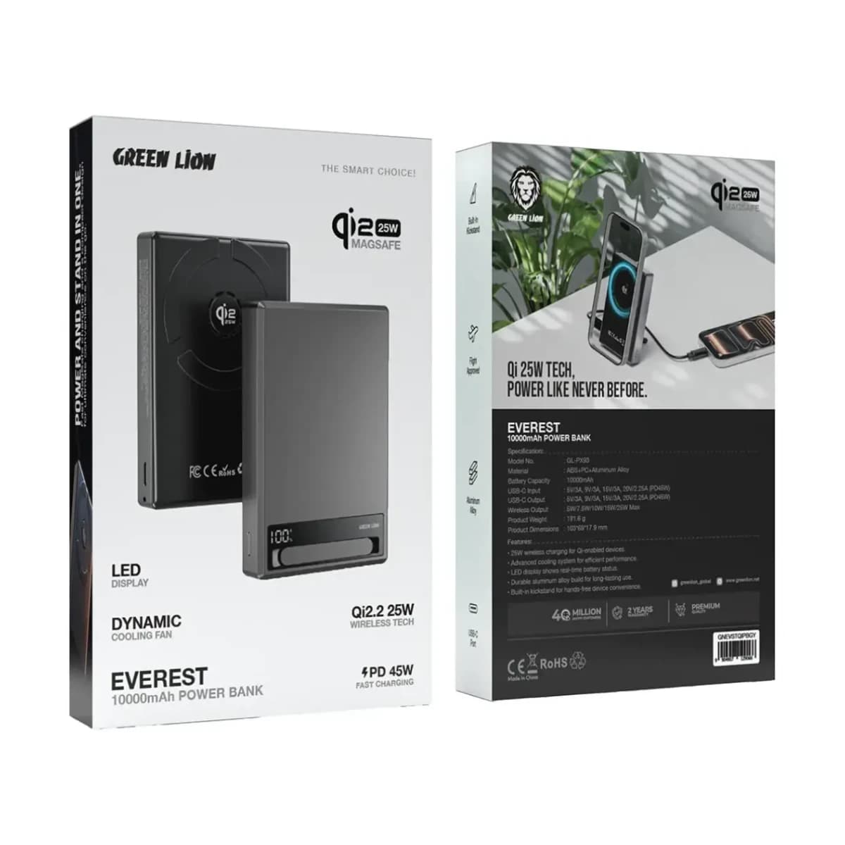 Green Lion Everest 10000mAh Power Bank - Gray thumbnail 2