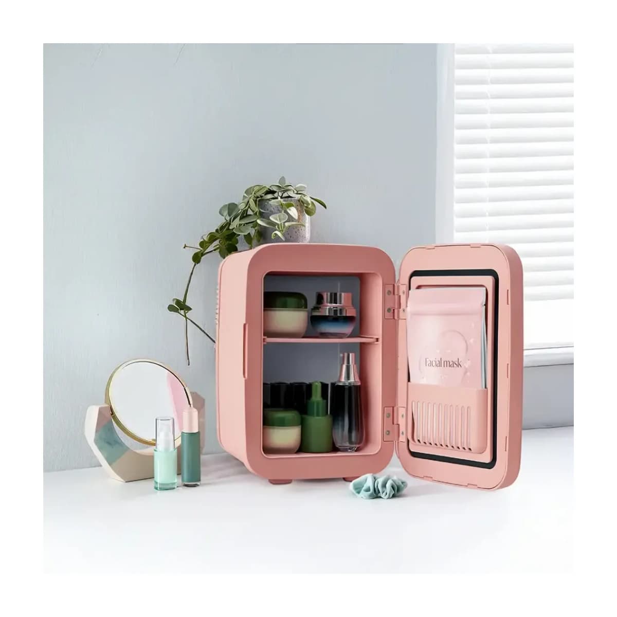 Porodo Frostlite Cooling Mini Makeup Fridge with LED Mirror, 4L, Low-Noise, Portable thumbnail 4