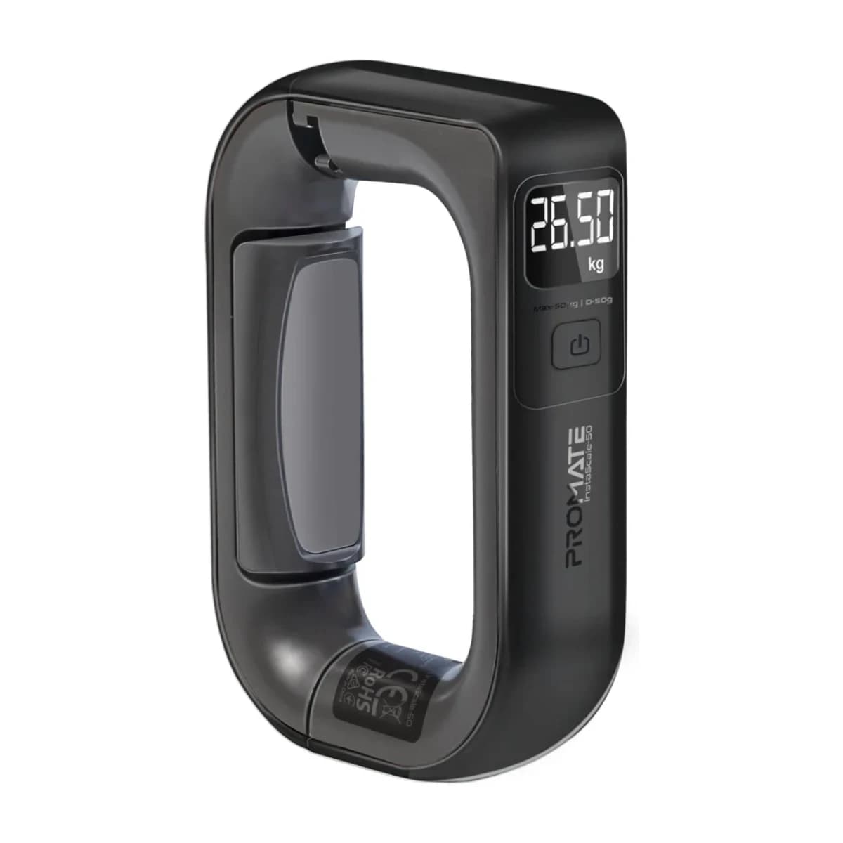 Promate InstaScale-50 Digital Luggage Scale 50kg Max Capacity, High Precision 50g Increments, Backlit LCD Display, Dual Units (kg/lb), Ergonomic Grip, Compact Travel Weighing Tool Black thumbnail 1