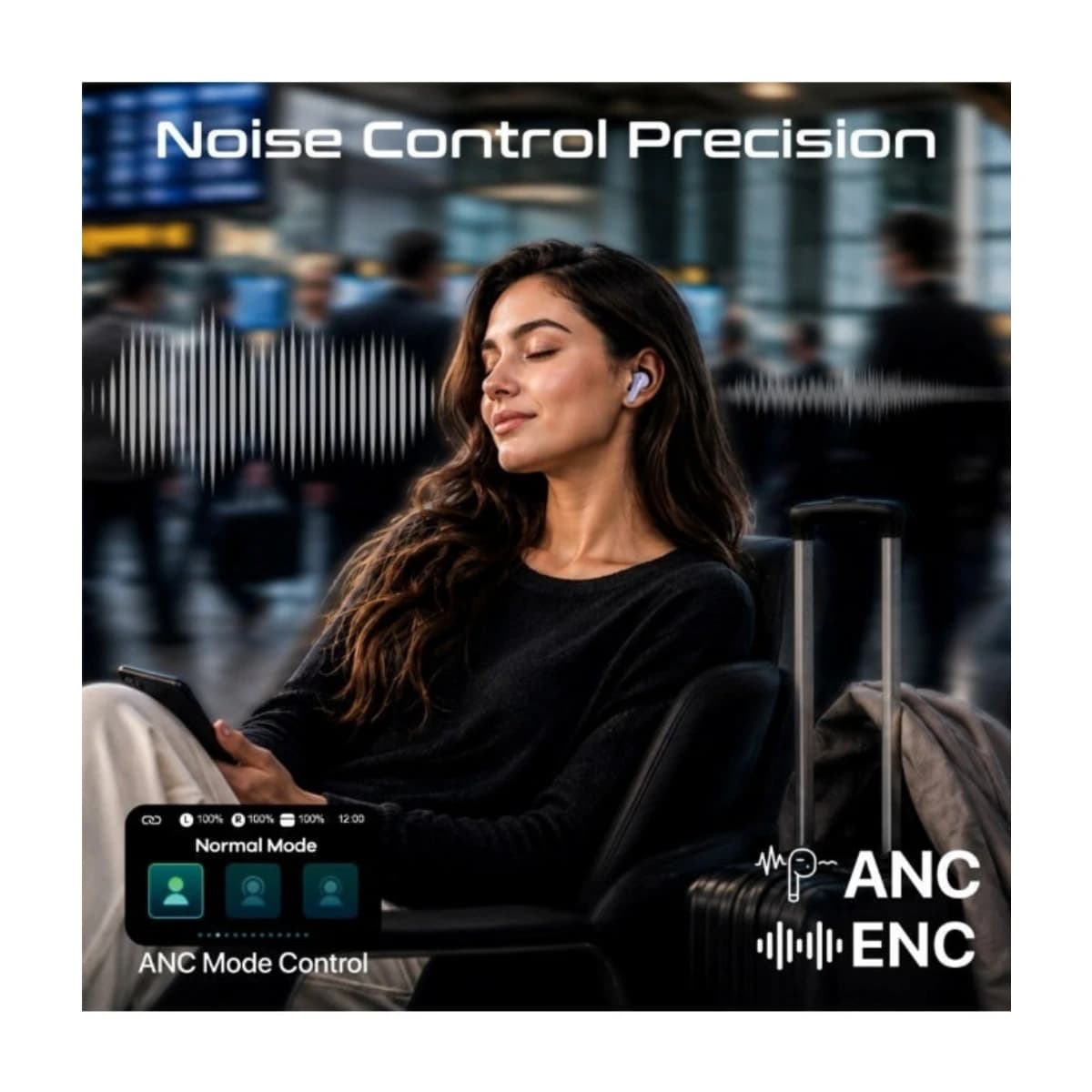 PROMATE Arix TWS Earbuds with ANC, Smart Touch Display, TFT IPS Screen, Quad-Mic ENC, 40-Hour Playtime, IPX5 Water Resistance, Custom EQ Controls thumbnail 4
