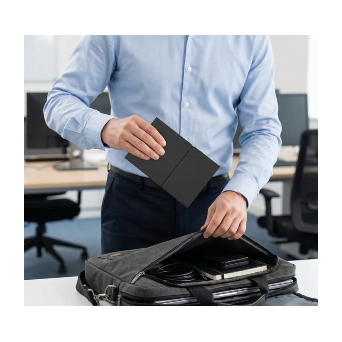 Porodo Minima Slim Folding Keyboard with Touchpad & Numpad - Bluetooth 5.0, Portable, Multi-OS Support - Black thumbnail 3