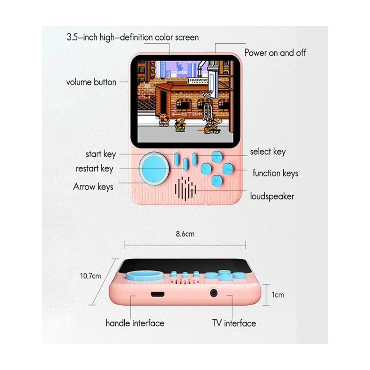 G7 Retro Handheld Mini Game Console, 3.5-Inch LCD, 666 Built-in Games thumbnail 2