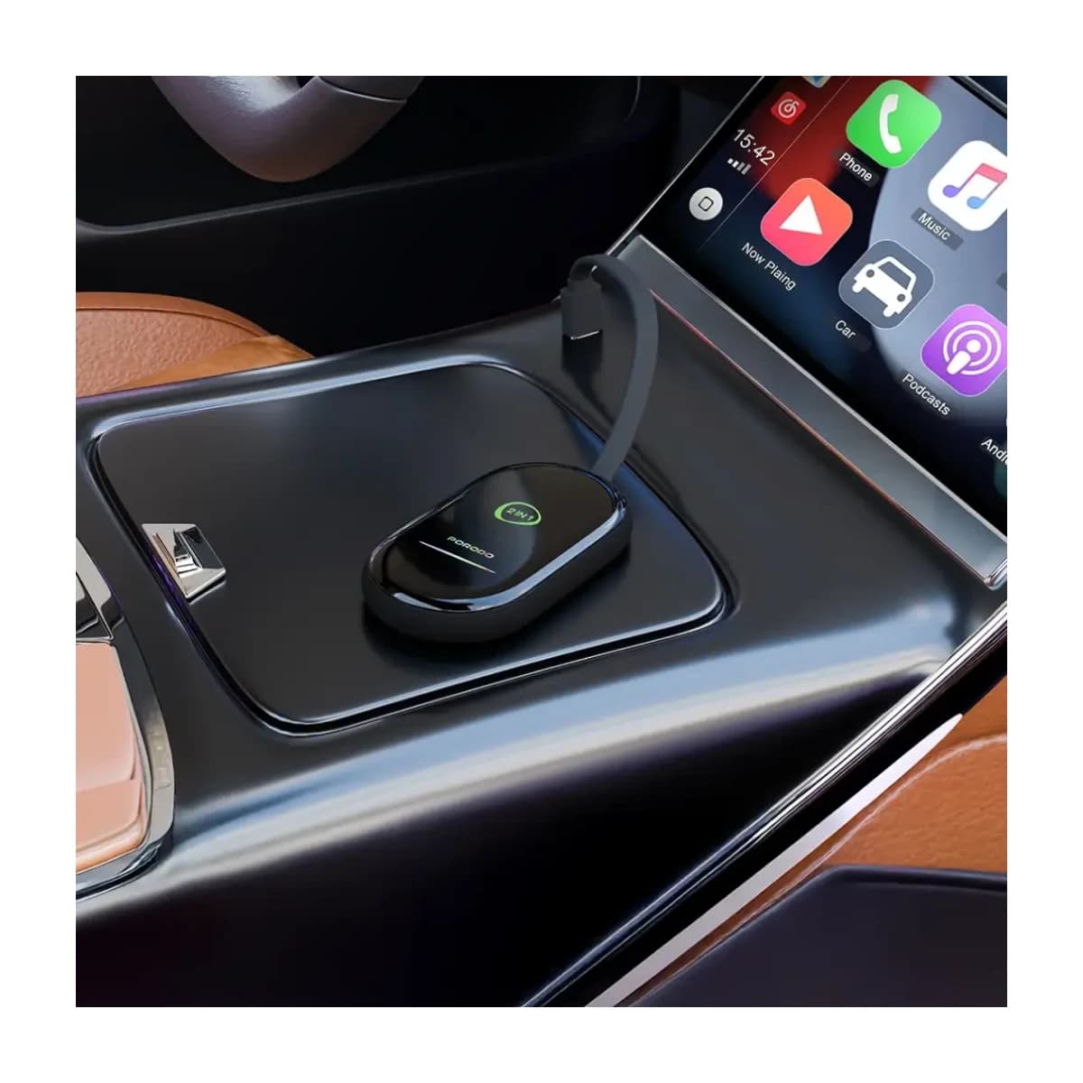 Porodo Play X Wireless CarPlay Adapter with Wi-Fi and Bluetooth Connectivity - Black thumbnail 2