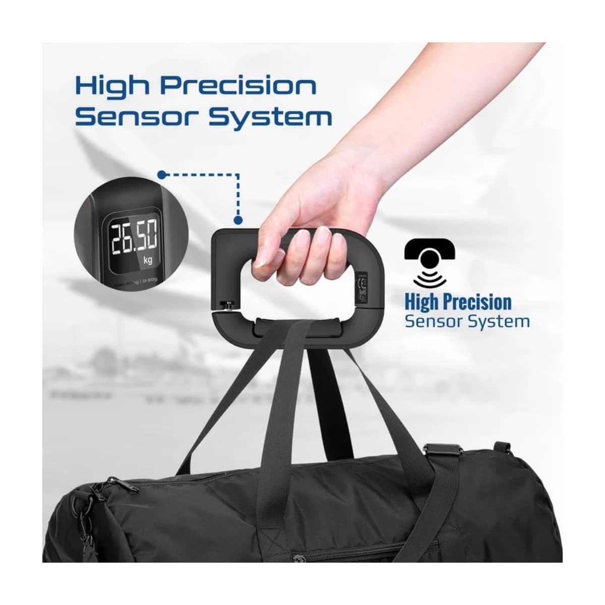 Promate InstaScale-50 Digital Luggage Scale 50kg Max Capacity, High Precision 50g Increments, Backlit LCD Display, Dual Units (kg/lb), Ergonomic Grip, Compact Travel Weighing Tool Black thumbnail 4