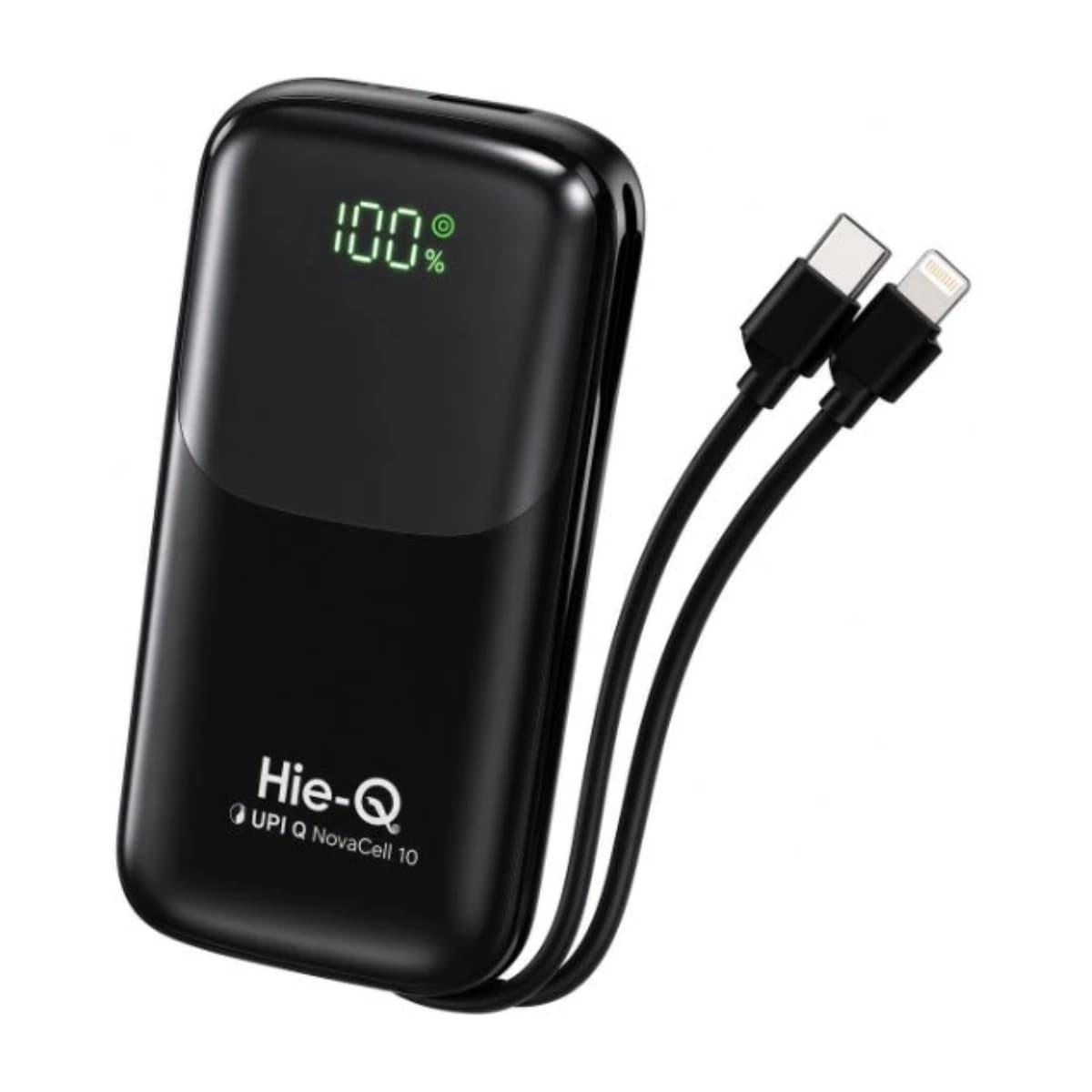 Hie-Q NovaCell 10 10000mAh Portable Power Bank, Built-In USB-C & Lightning Cables, LED Digital Display, Fast Charging, High-Capacity Battery Charger, Compact Dual-Cable Power Bank for iPhone, Android Smartphones, Tablets, Travel, Office, Outdoor Activities & Daily Use thumbnail 1