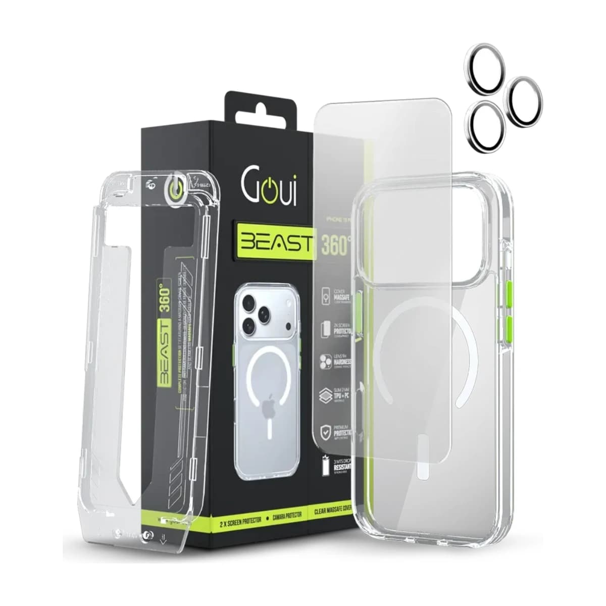 Goui 6-in-1 Protection Kit for iPhone 17 Pro Max - MagSafe Compatible, Anti-Yellowing Case, 2 Screen Protectors, Camera Lens Protector thumbnail 1