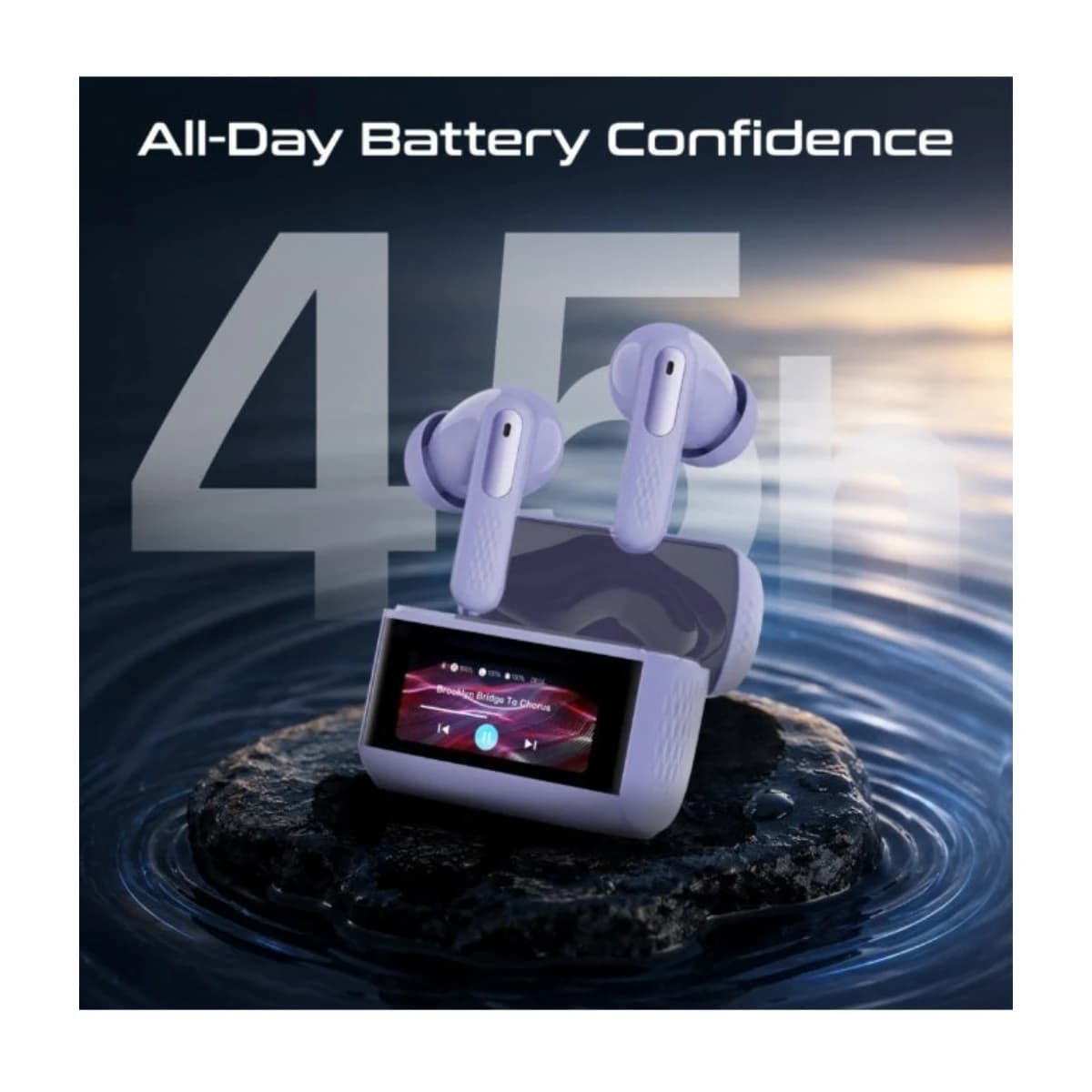 PROMATE Arix TWS Earbuds with ANC, Smart Touch Display, TFT IPS Screen, Quad-Mic ENC, 40-Hour Playtime, IPX5 Water Resistance, Custom EQ Controls thumbnail 3