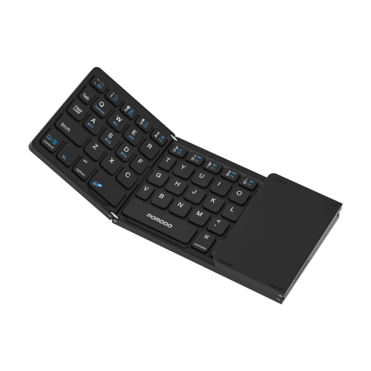 Porodo Minima Slim Folding Keyboard with Touchpad & Numpad - Bluetooth 5.0, Portable, Multi-OS Support - Black thumbnail 1