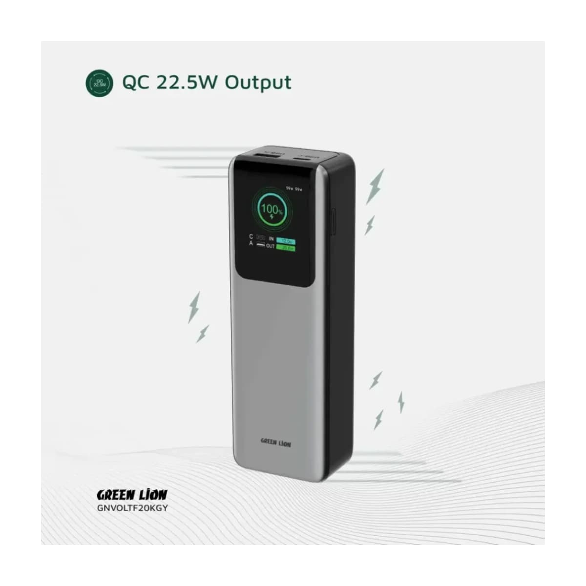 Green Lion Voltura 20000mAh Power Bank PD100W - Grey thumbnail 2