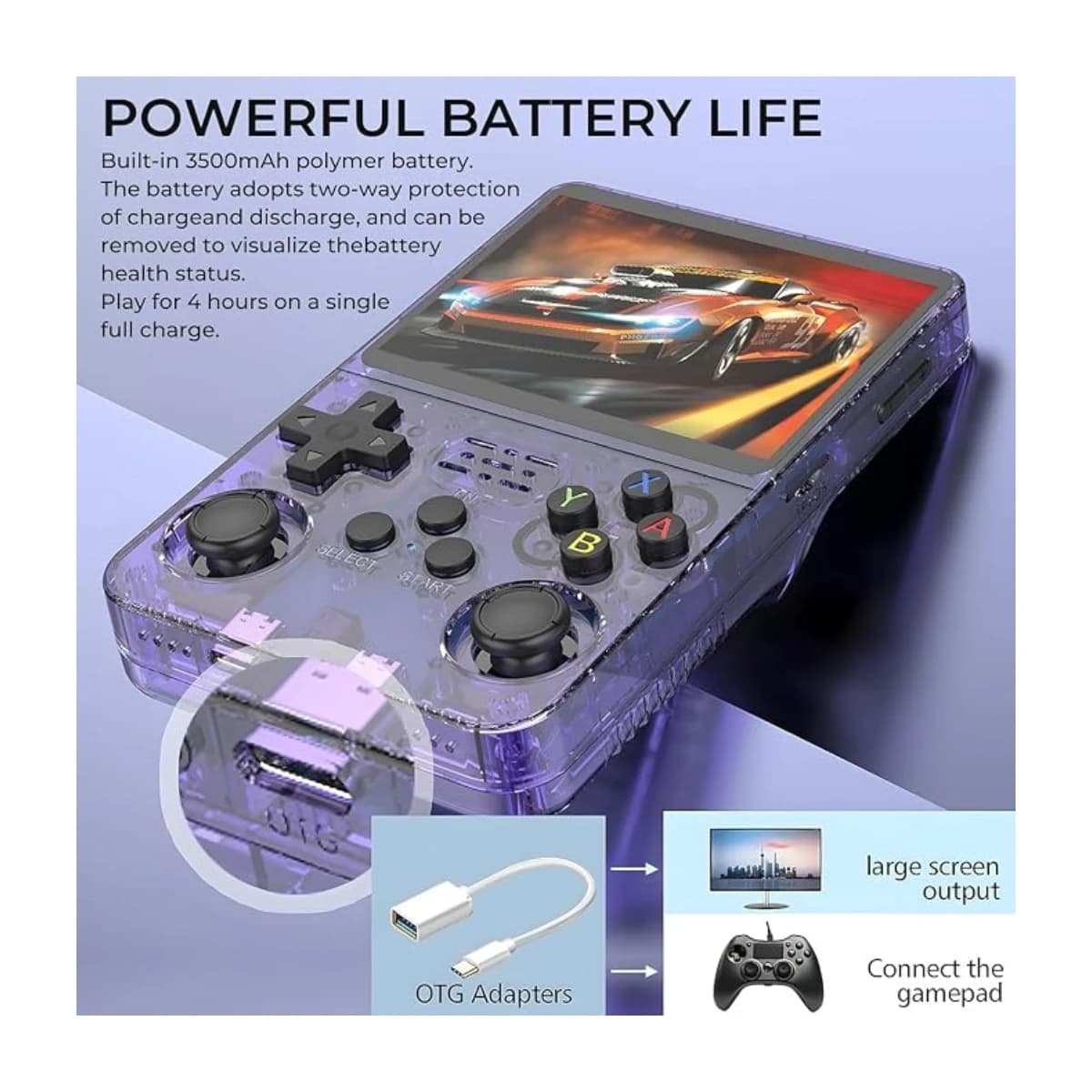 R36S Retro Handheld Gaming Console with Dual 3D Joysticks, 3.5" HD Screen, 3500mAh Battery thumbnail 4
