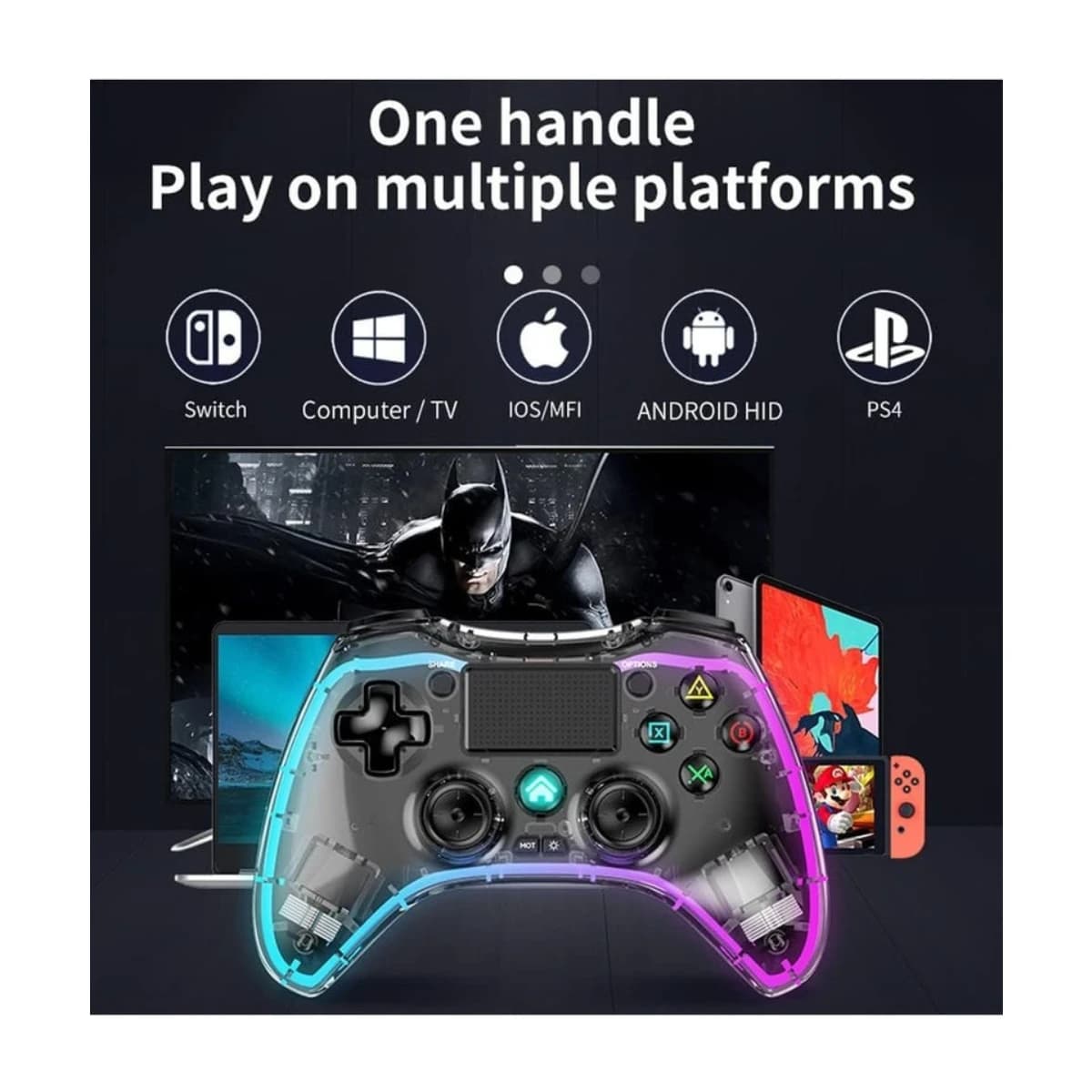 Rock Pow Universal Bluetooth Gamepad for iOS, Android, PS4 & PC thumbnail 2