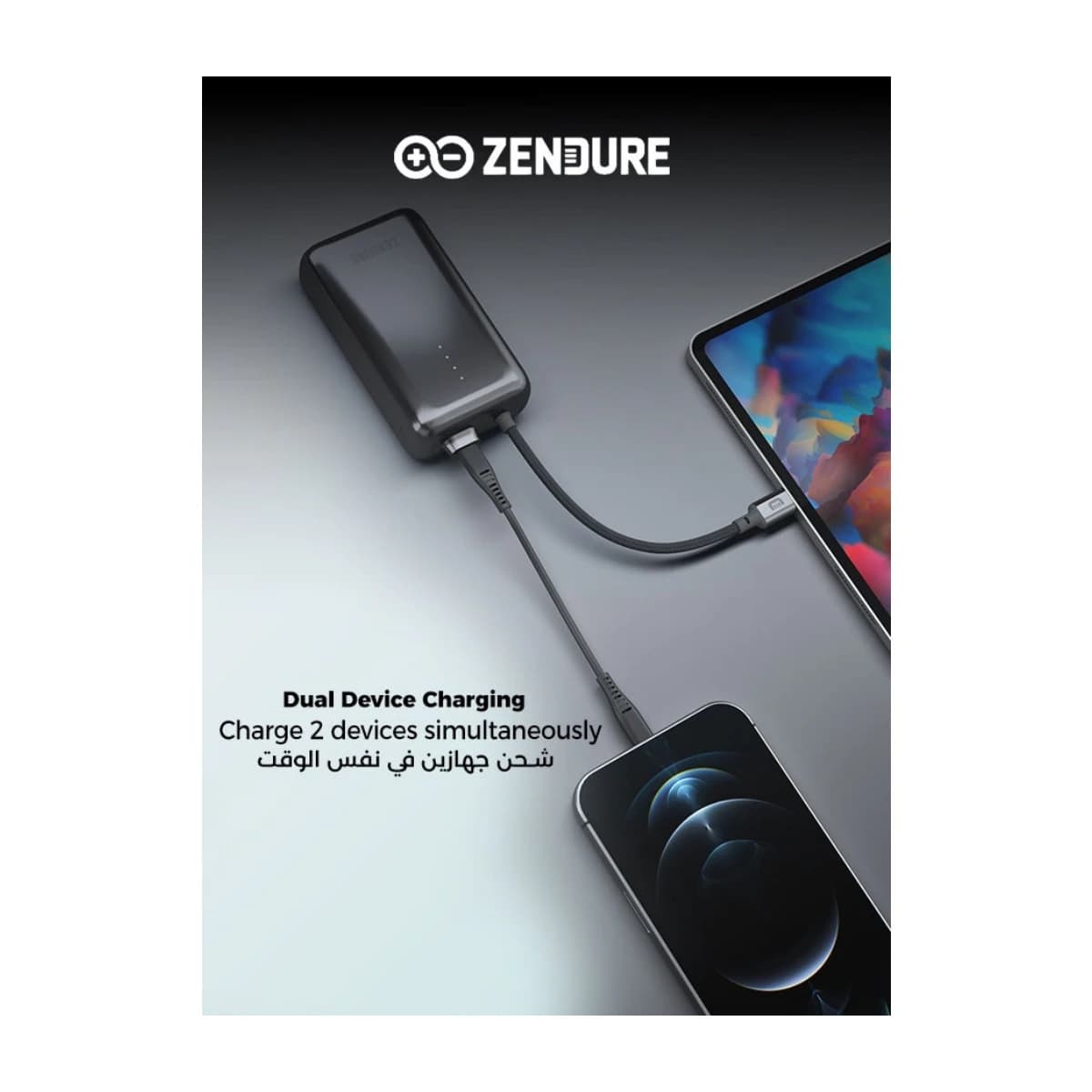 ZENDURE SuperMini Pro 20000mAh Power Bank, 30W Portable Charger with Built-in Cable, Grey thumbnail 2