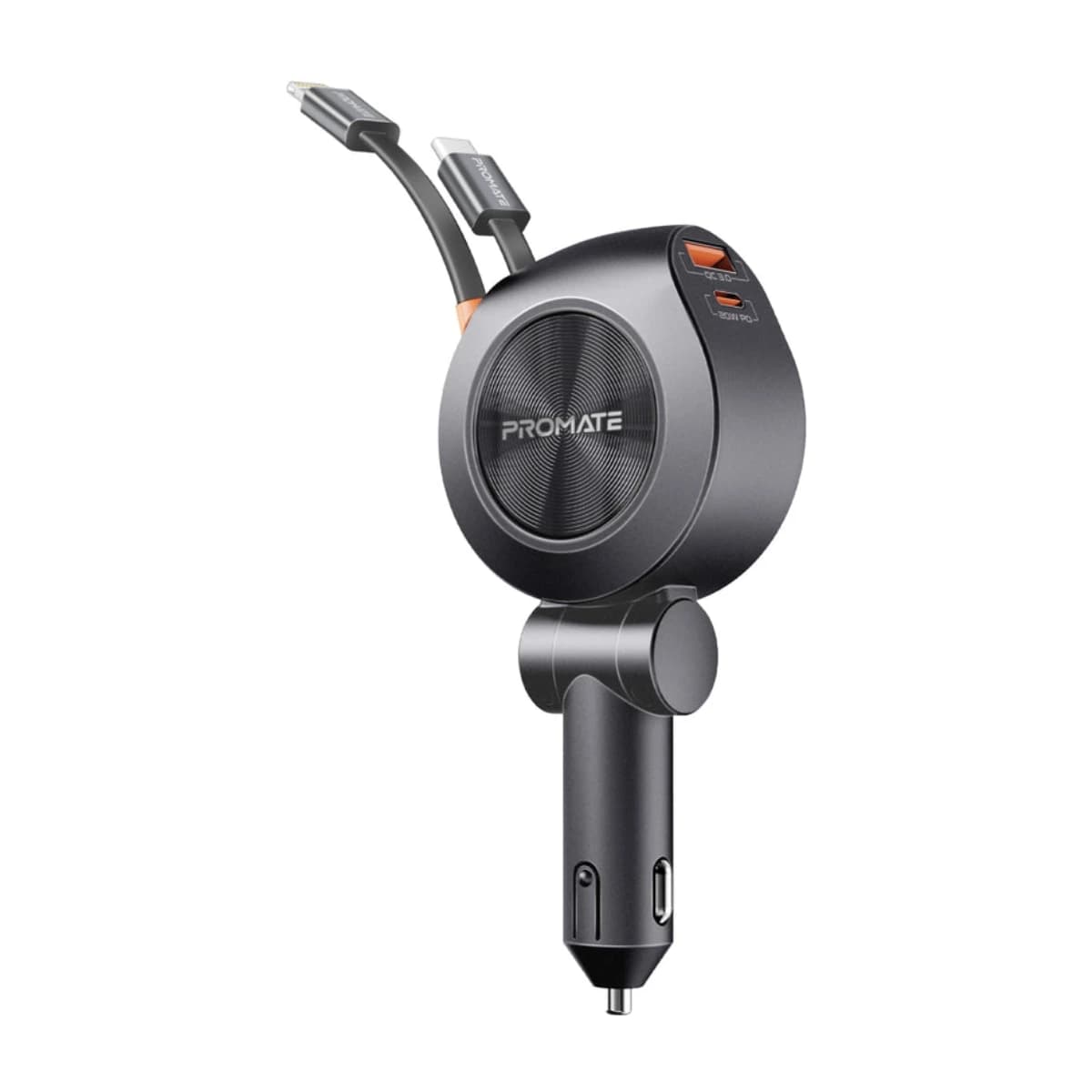 Promate 88W Multi-Port Car Charger with Dual Retractable USB-C Cables - Preview 1