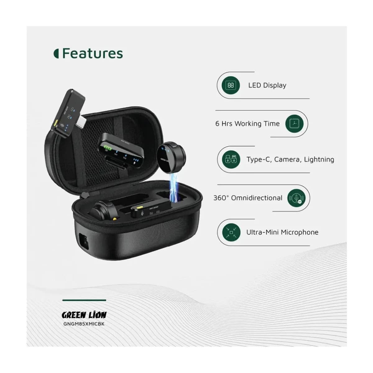Green Lion GM-85X 3-in-1 Wireless Microphone - Black - Preview 3