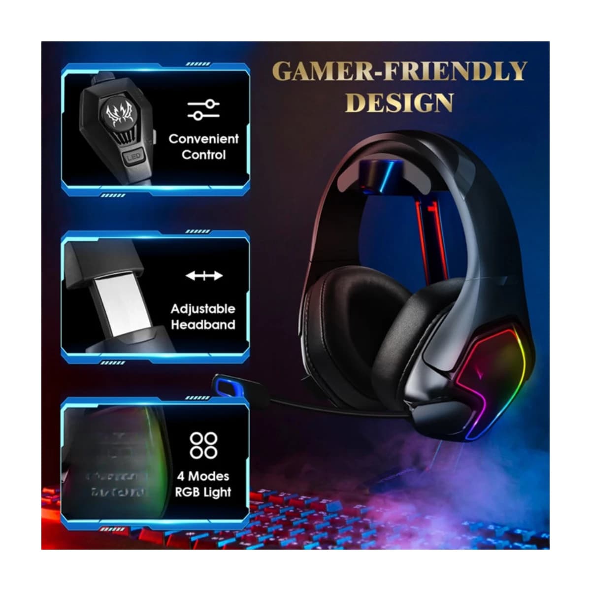 Kotion Each G3000 3.5mm Gaming Headset with Microphone and RGB LED - Preview 4