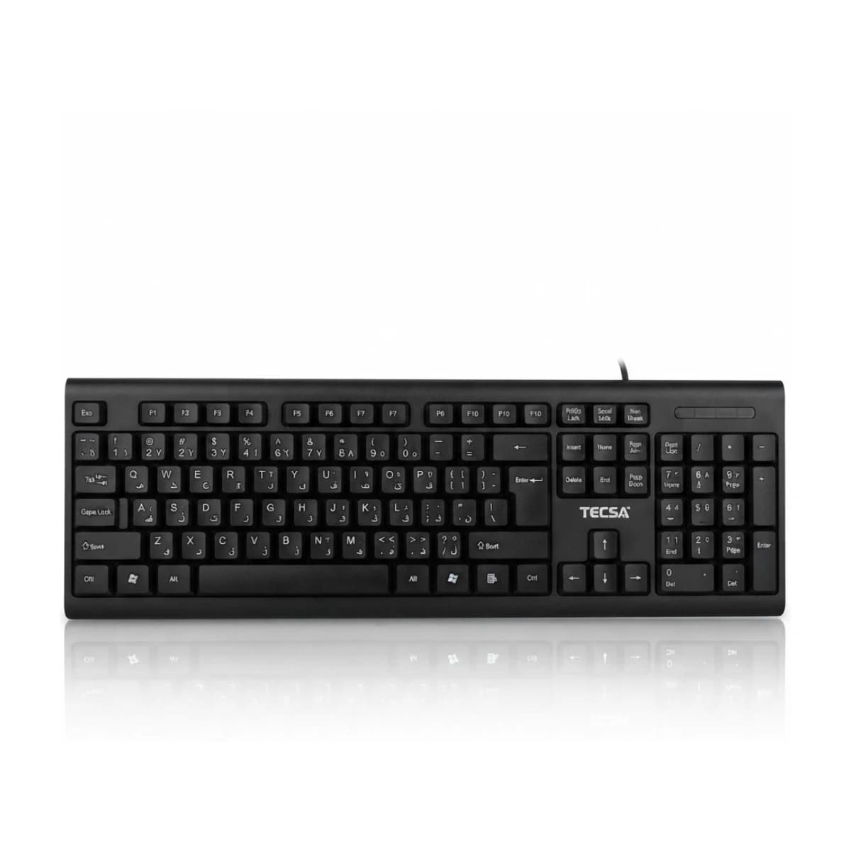 Wired Keyboard – 104 Keys – Full-Size – USB – Numeric Keypad – Low-Noise Membrane Keys – Black – TECSA UK160 - Preview 1