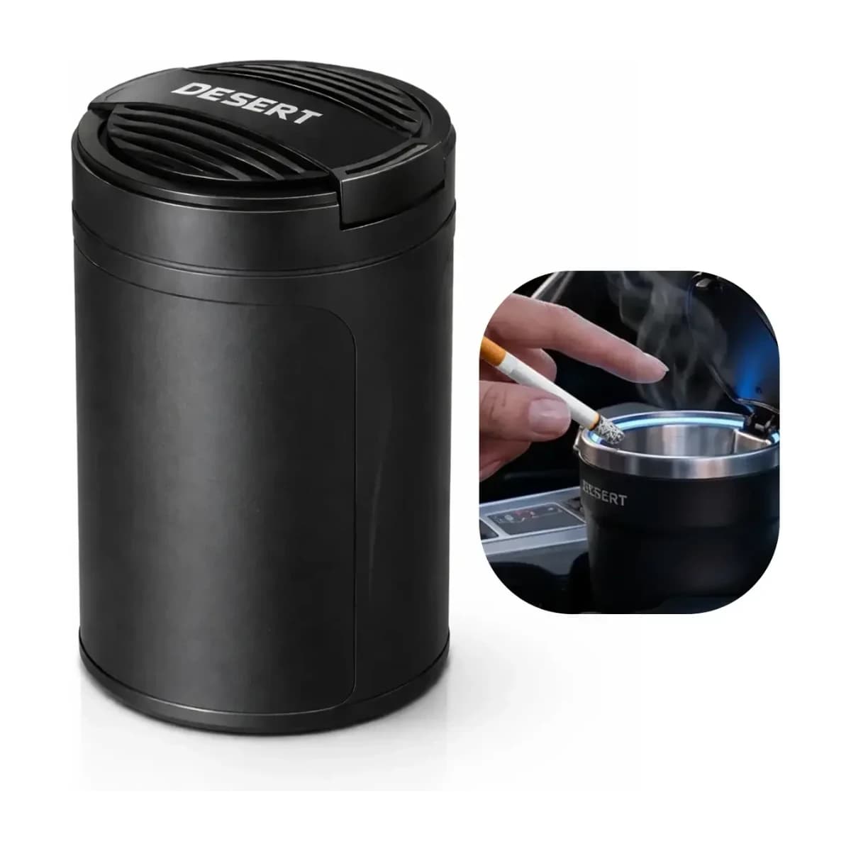 Car Ashtray with LED Light, Smokeless, Flame Retardant, Auto Ash Cup - Preview 1