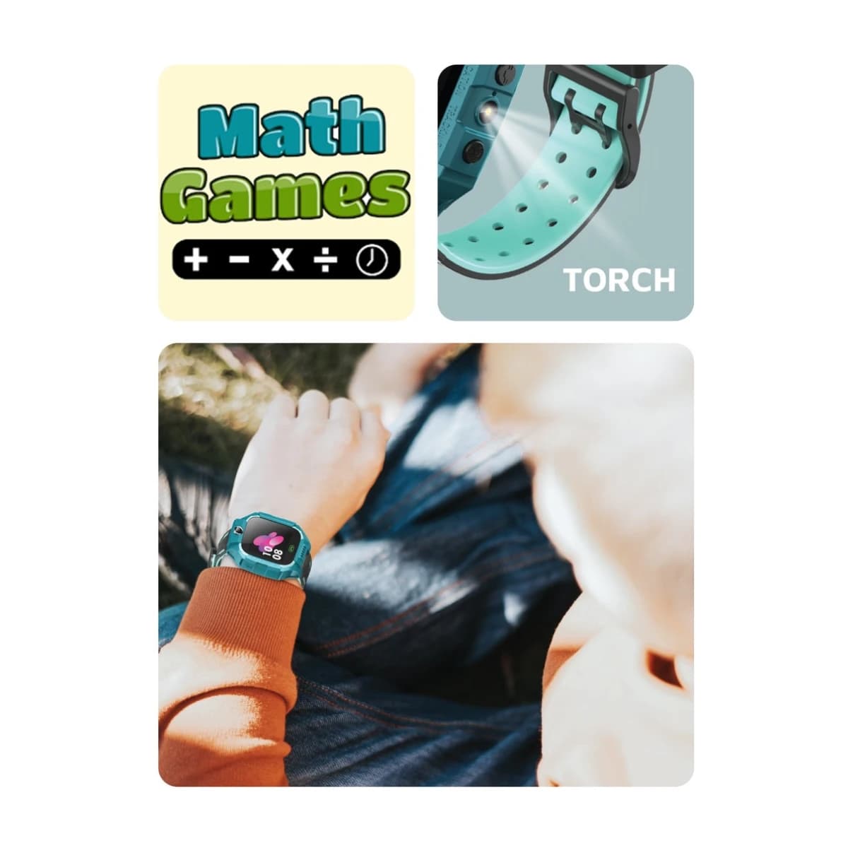 GREEN LION Smart Kids Watch Series 5 with Multilingual Support (English, Arabic, French, Russian), Math Game, 5-Day Standby Time, HD Screen, Time & Alarm Function, Remote Control, Fun & Educational Wearable for Kids - Blue - Preview 3