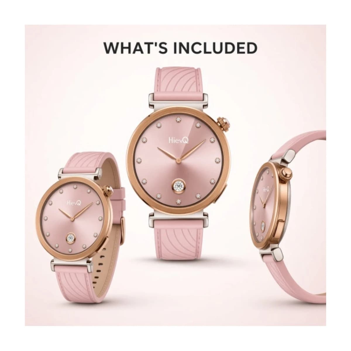 Hie-Q GT9 Mini AMOLED Smart Watch for Women, AI Dashboard, Compass, Wireless Charging, Heart Rate & Sleep Tracking, Bluetooth Calling, Full Touchscreen Fitness Tracker, Multiple Sports Modes, 3 Pairs Interchangeable Straps, Stylish Smartwatch for Fitness, Sports & Daily Use, Pink - Preview 3