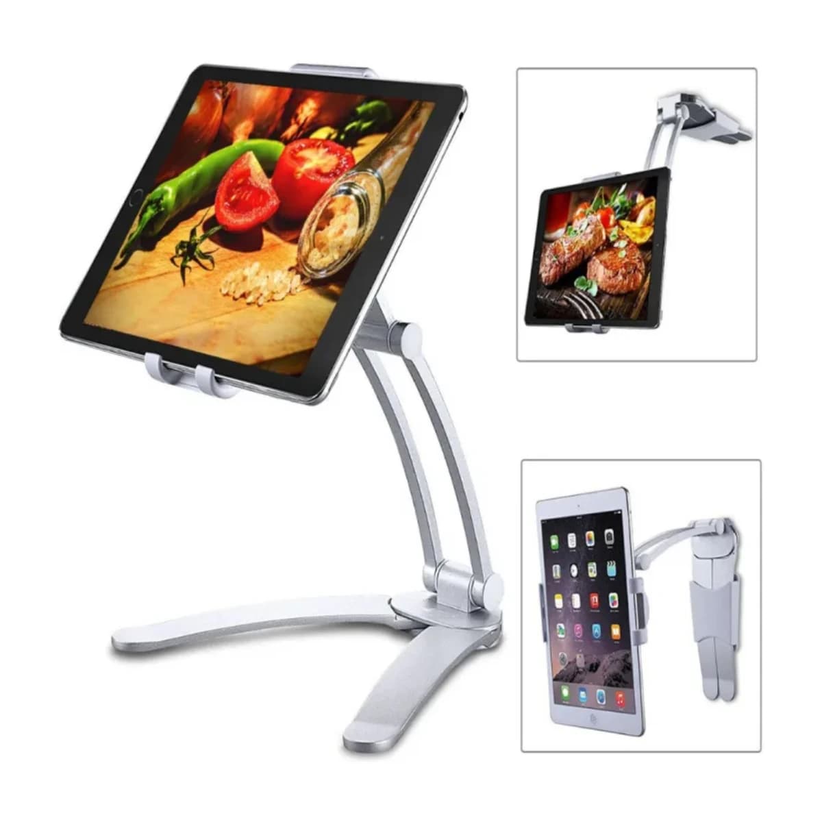 2-in-1 Kitchen Tablet Mount Stand - Wall Mount & Desk Stand for 7-12 Inch Tablets - Preview 1