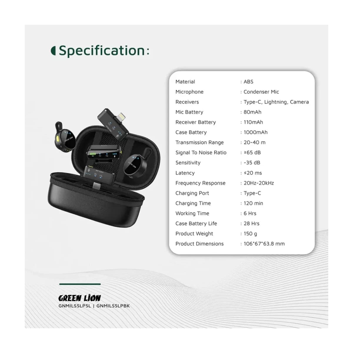 Green Lion GM-85X 3-in-1 Wireless Microphone - Black - Preview 2