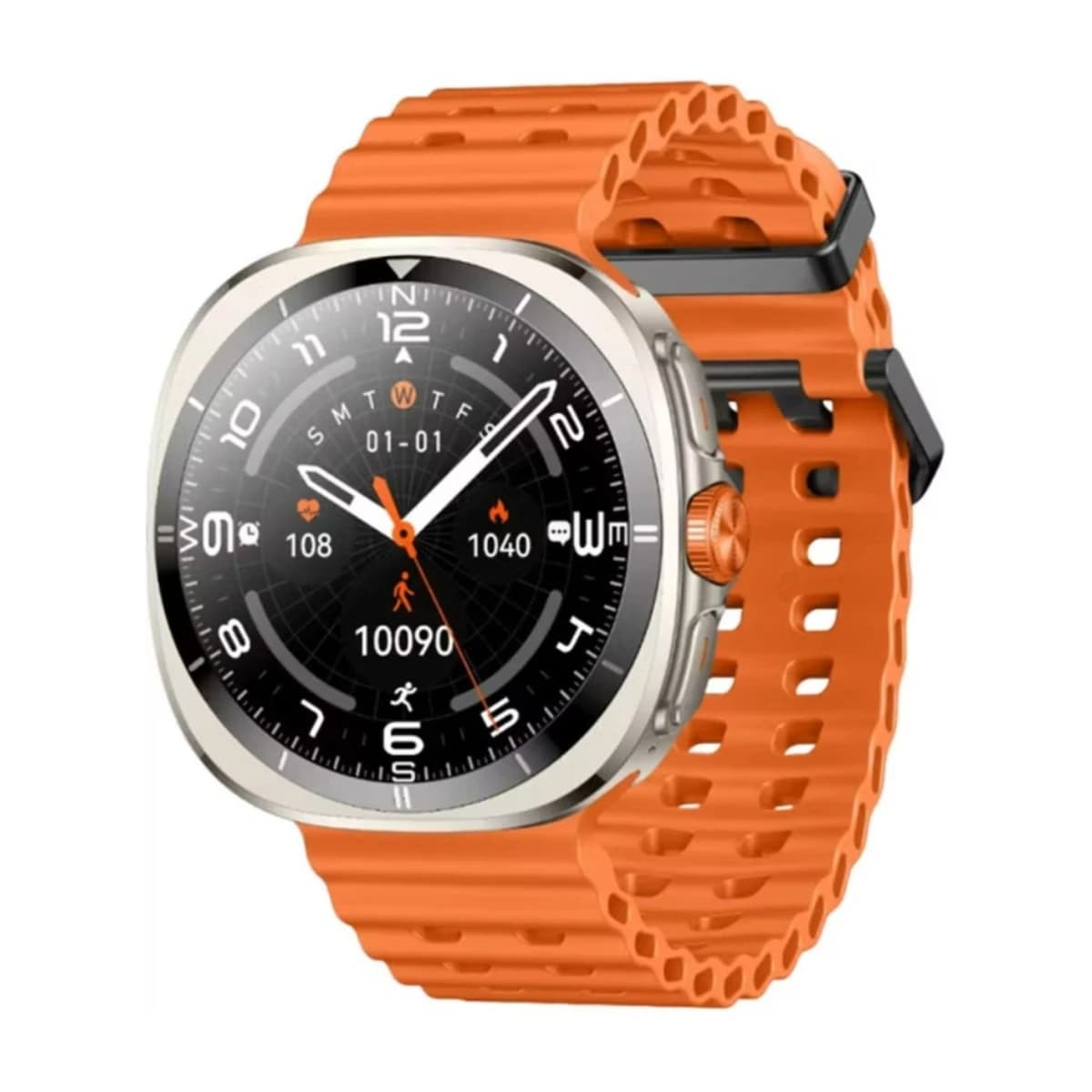GREEN LION Smart Watch Connect Pro with AMOLED Display and High-Fidelity BT Calling / Always-on Display / Call/social notifications / Music Control / Raise Wrist Wake screen / Sleep monitoring / Sedentary Reminder - Orange/Titanium Dial - Preview 1