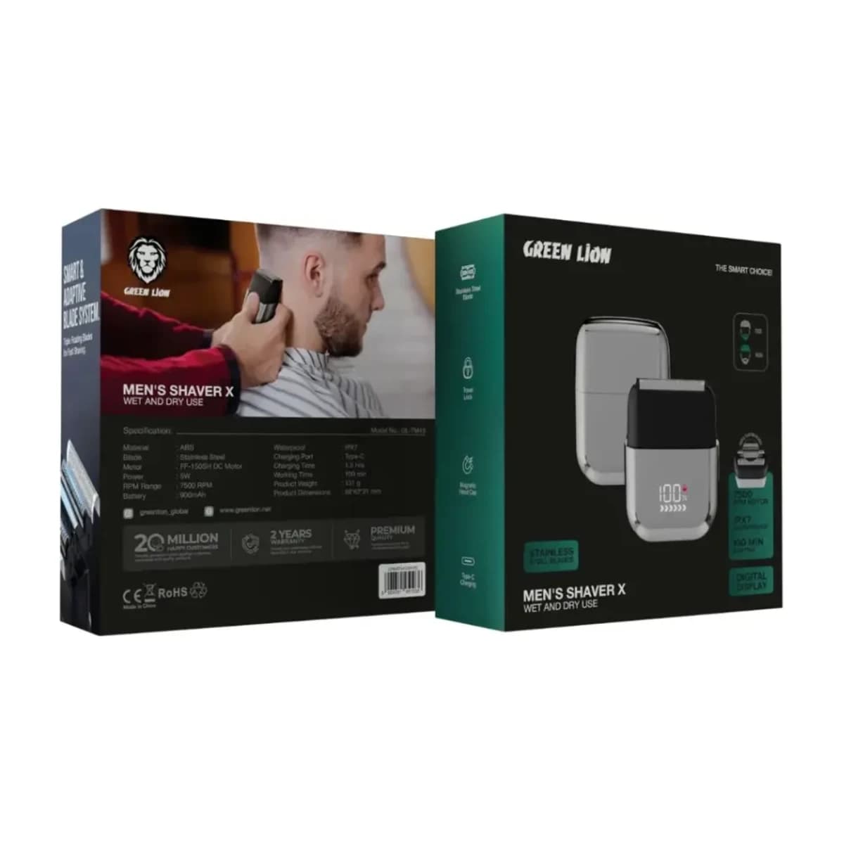 Green Lion Men's Shaver X - Wet and Dry Use - Silver - Preview 4