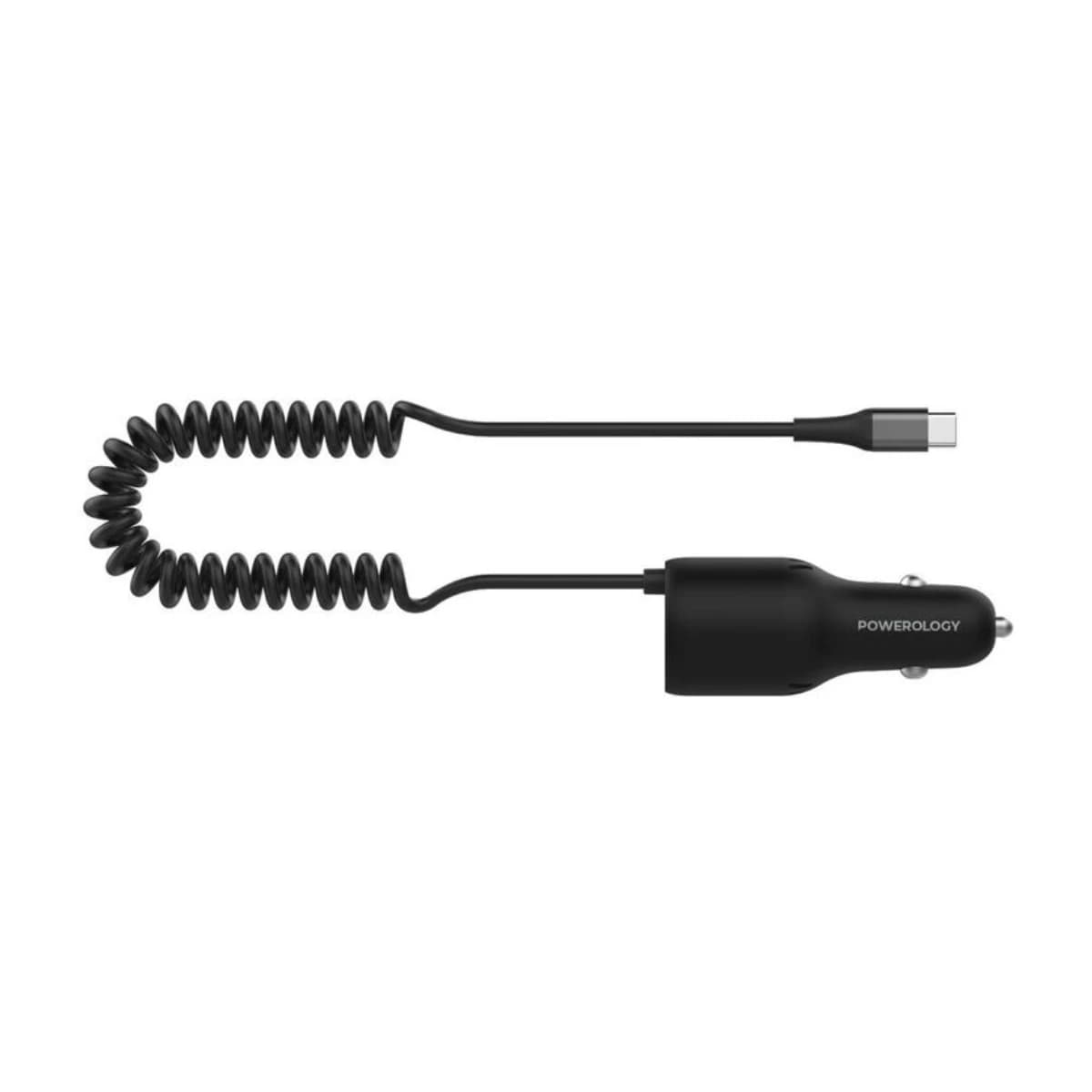 Powerology Triple Ports Car Charger with Type-C Cable - Black - Preview 1