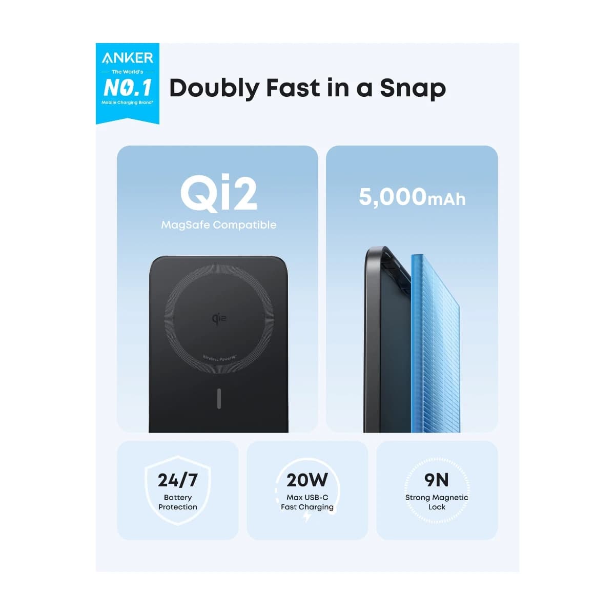 Anker Nano Power Bank 5,000mAh Magnetic Qi2 Certified 15W Max - Preview 4