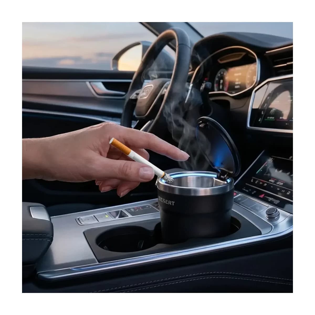 Car Ashtray with LED Light, Smokeless, Flame Retardant, Auto Ash Cup - Preview 2