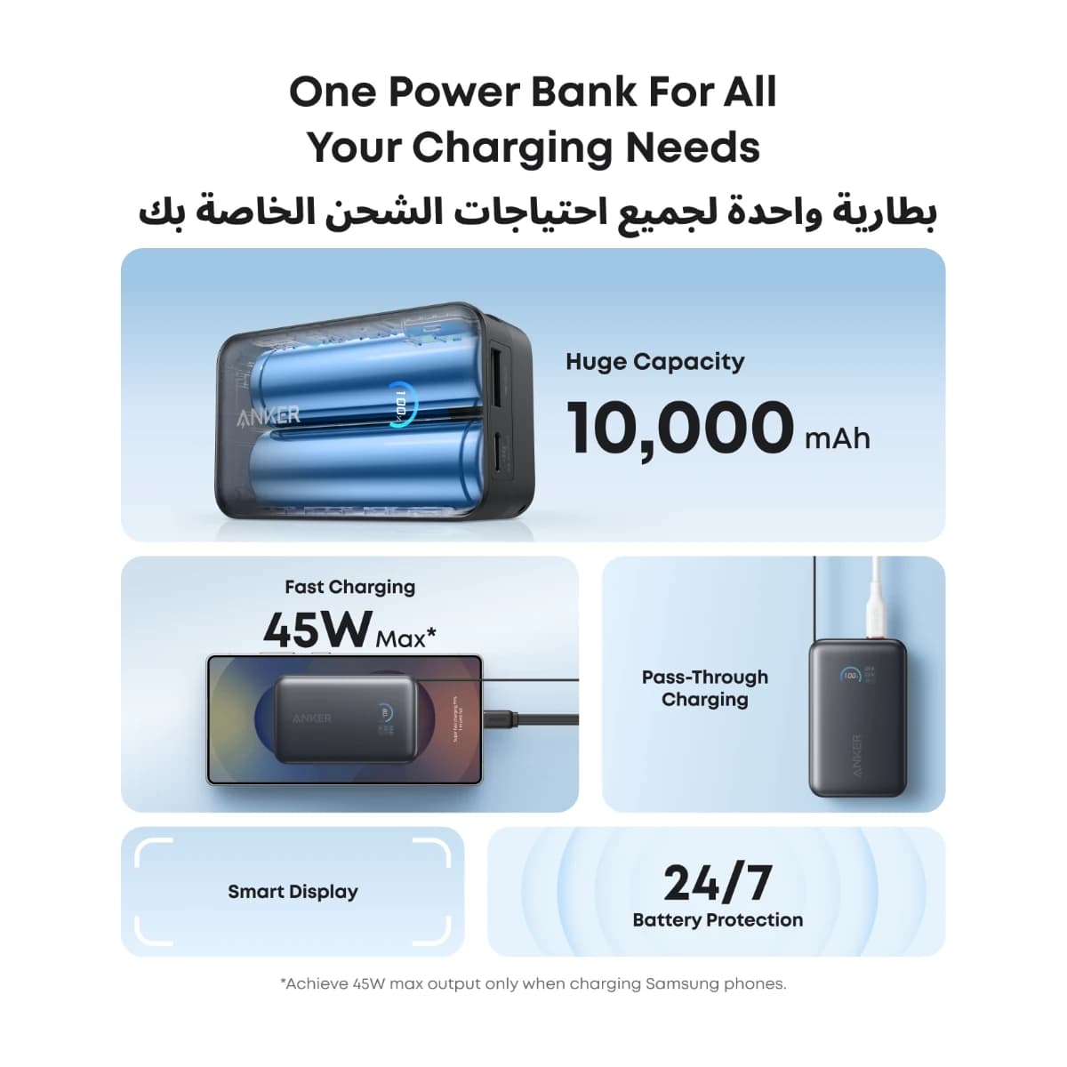 Anker Nano 10000mAh Power Bank with Retractable Cable, 45W Max Compact Battery Pack, Smart Display, for iPhone 16 Series, iPad, Galaxy, Pixel, and More - Preview 3